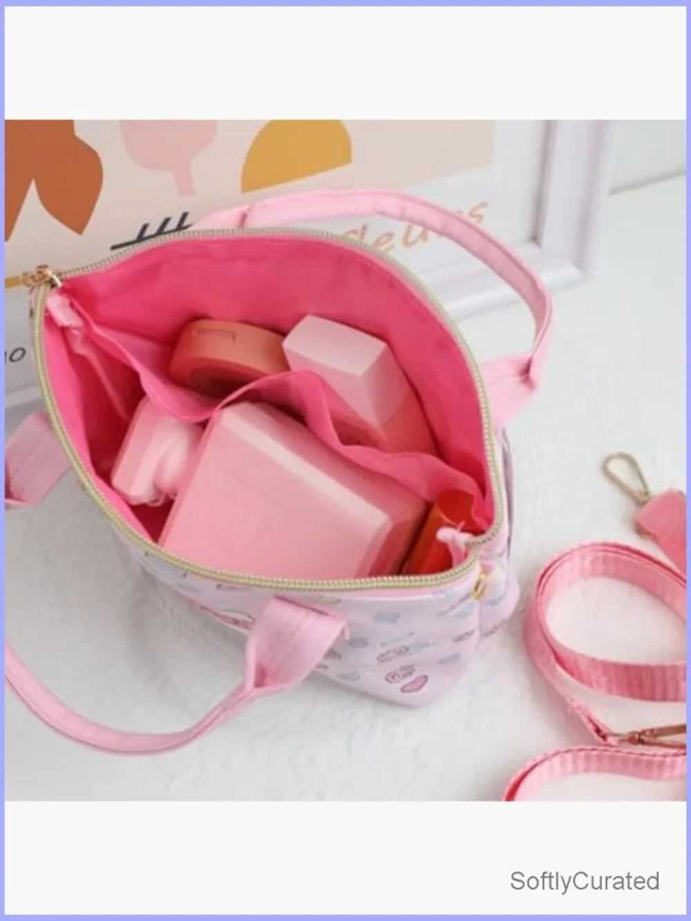 Set of 2 Mini Crossbody Bags Cute PU Leather Messenger Shoulder Bags Keychain